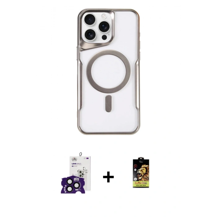 MARSİLYAN™- iPhone 16 Pro Max Kılıf Yadigar Klasik Özel Seri - Siyah Buffer Cam Ekran Koruyucu + Bilvis Titan Kamera Lens - SH
