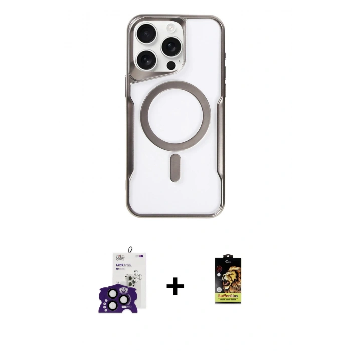 MARSİLYAN™- iPhone 16 Pro Max Kılıf Yadigar Klasik Özel Seri - Siyah Buffer Cam Ekran Koruyucu + Bilvis Titan Kamera Lens - SH
