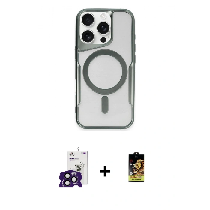 MARSİLYAN™- iPhone 16 Pro Max Kılıf Yadigar Klasik Özel Seri - Siyah Buffer Cam Ekran Koruyucu + Bilvis Titan Kamera Lens - SH