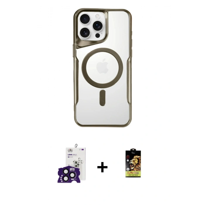MARSİLYAN™- iPhone 16 Pro Max Kılıf Yadigar Klasik Özel Seri - Siyah Buffer Cam Ekran Koruyucu + Bilvis Titan Kamera Lens - SH