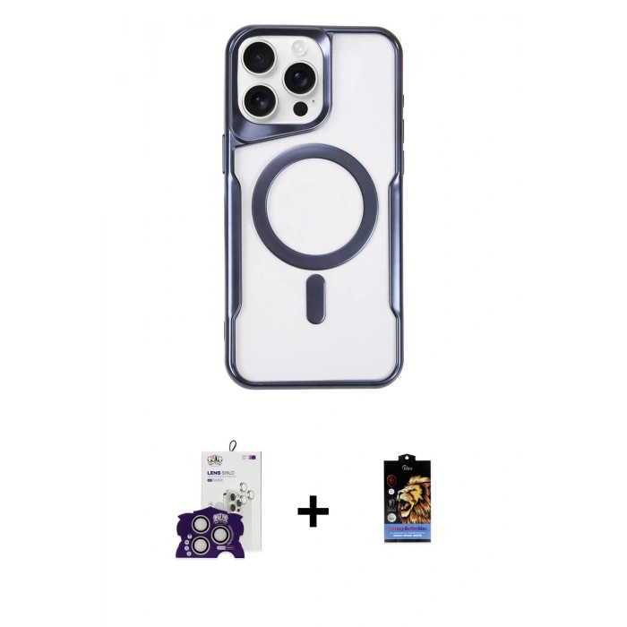 MARSİLYAN™- iPhone 16 Pro Max Kılıf Yadigar Klasik Özel Seri - Siyah Buffer Hayalet Cam Ekran Koruyucu + Bilvis Titan Kamera Lens - GS