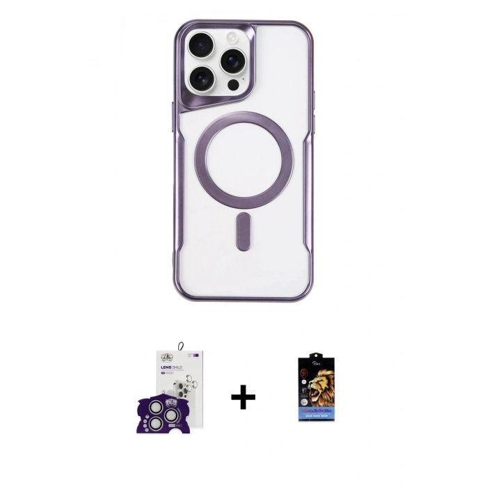 MARSİLYAN™- iPhone 16 Pro Max Kılıf Yadigar Klasik Özel Seri - Siyah Buffer Hayalet Cam Ekran Koruyucu + Bilvis Titan Kamera Lens - GS