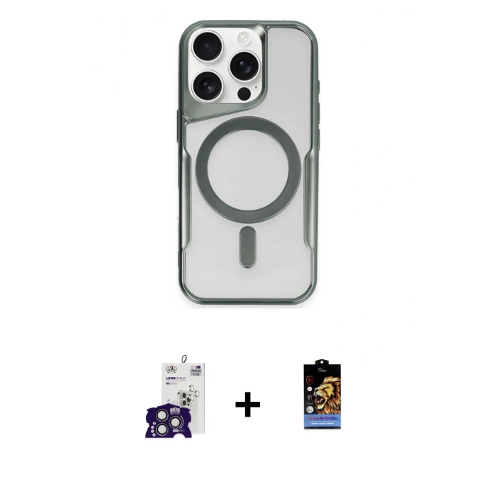 MARSİLYAN™- iPhone 16 Pro Max Kılıf Yadigar Klasik Özel Seri - Siyah Buffer Hayalet Cam Ekran Koruyucu + Bilvis Titan Kamera Lens - TMGI