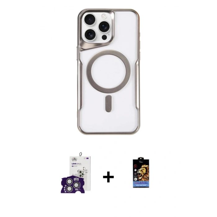 MARSİLYAN™- iPhone 16 Pro Max Kılıf Yadigar Klasik Özel Seri - Siyah Buffer Hayalet Cam Ekran Koruyucu + Bilvis Titan Kamera Lens - GS