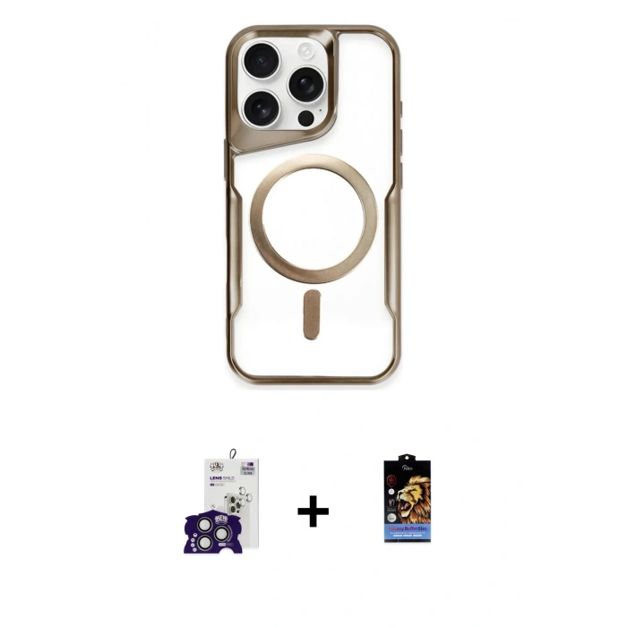 MARSİLYAN™- iPhone 16 Pro Max Kılıf Yadigar Klasik Özel Seri - Siyah Buffer Hayalet Cam Ekran Koruyucu + Bilvis Titan Kamera Lens - TMGI