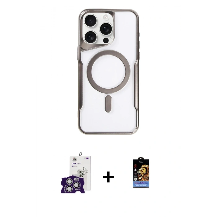 MARSİLYAN™- iPhone 16 Pro Max Kılıf Yadigar Klasik Özel Seri - Siyah Buffer Hayalet Cam Ekran Koruyucu + Bilvis Titan Kamera Lens - GS