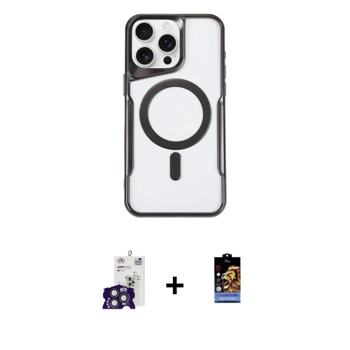MARSİLYAN™- iPhone 16 Pro Max Kılıf Yadigar Klasik Özel Seri - Siyah Buffer Hayalet Cam Ekran Koruyucu + Bilvis Titan Kamera Lens - TMGI