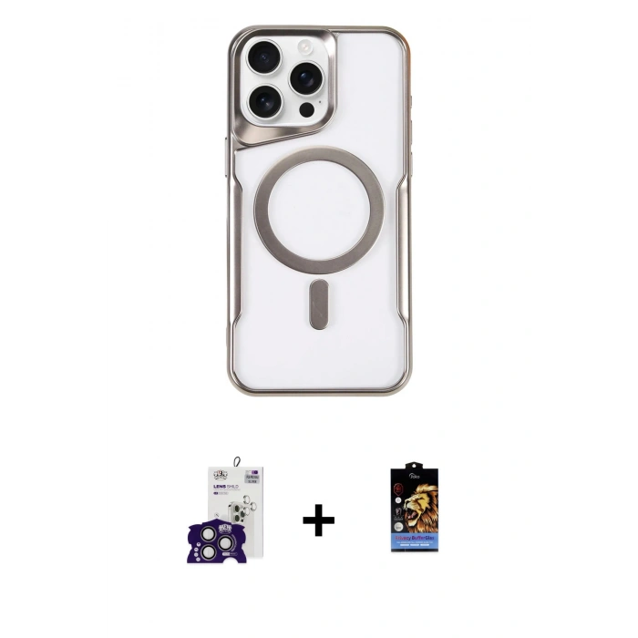 MARSİLYAN™- iPhone 16 Pro Max Kılıf Yadigar Klasik Özel Seri - Siyah Buffer Hayalet Cam Ekran Koruyucu + Bilvis Titan Kamera Lens - TMGI