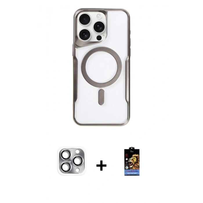 MARSİLYAN™- iPhone 16 Pro Max Kılıf Yadigar Klasik Özel Seri - Siyah Buffer Hayalet Cam Ekran Koruyucu + Pers Alüminyum Kamera Lens - GI