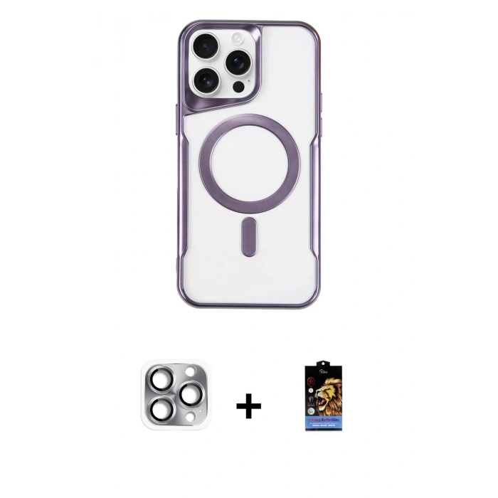MARSİLYAN™- iPhone 16 Pro Max Kılıf Yadigar Klasik Özel Seri - Siyah Buffer Hayalet Cam Ekran Koruyucu + Pers Alüminyum Kamera Lens - GI