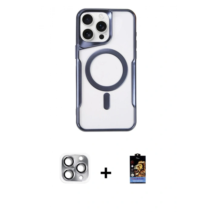 MARSİLYAN™- iPhone 16 Pro Max Kılıf Yadigar Klasik Özel Seri - Siyah Buffer Hayalet Cam Ekran Koruyucu + Pers Alüminyum Kamera Lens - GI
