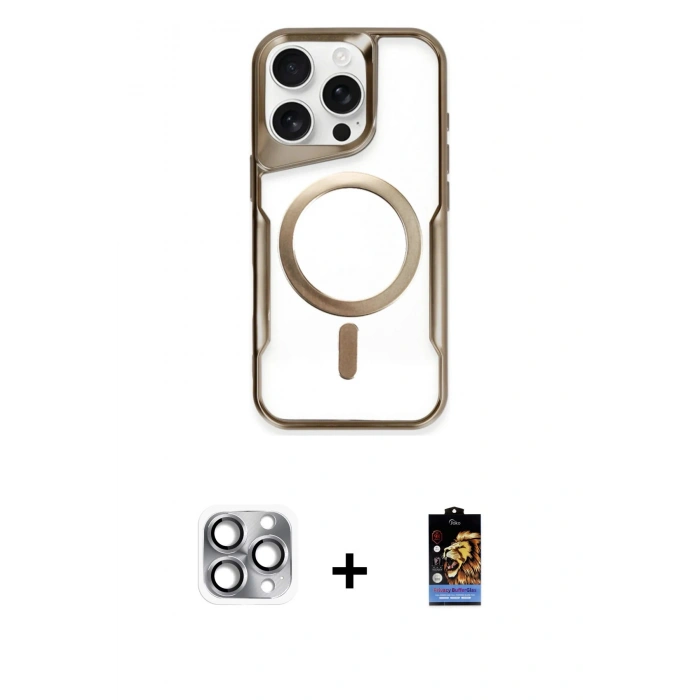 MARSİLYAN™- iPhone 16 Pro Max Kılıf Yadigar Klasik Özel Seri - Siyah Buffer Hayalet Cam Ekran Koruyucu + Pers Alüminyum Kamera Lens - GI