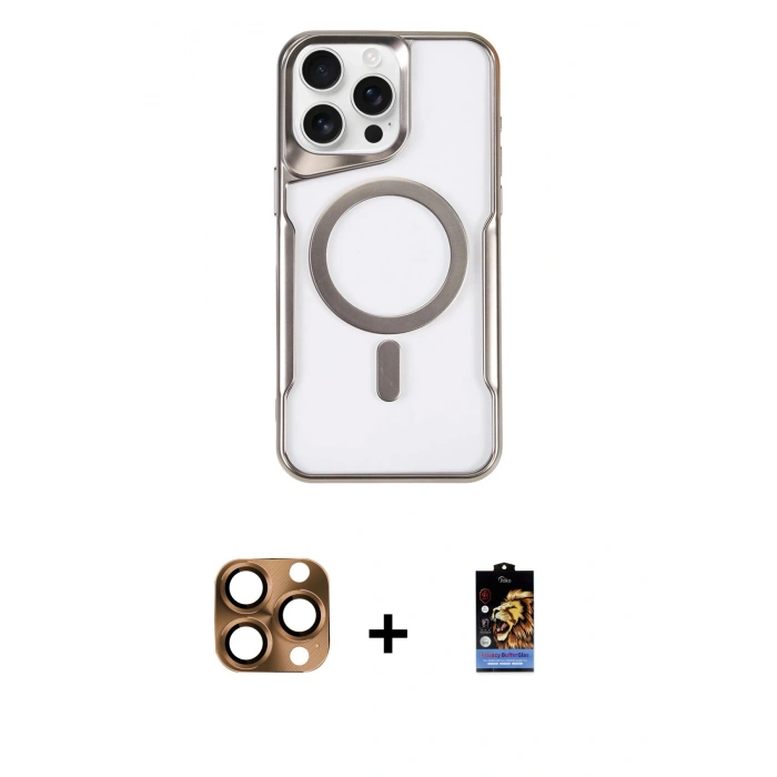 MARSİLYAN™- iPhone 16 Pro Max Kılıf Yadigar Klasik Özel Seri - Siyah Buffer Hayalet Cam Ekran Koruyucu + Pers Alüminyum Kamera Lens - CLTM