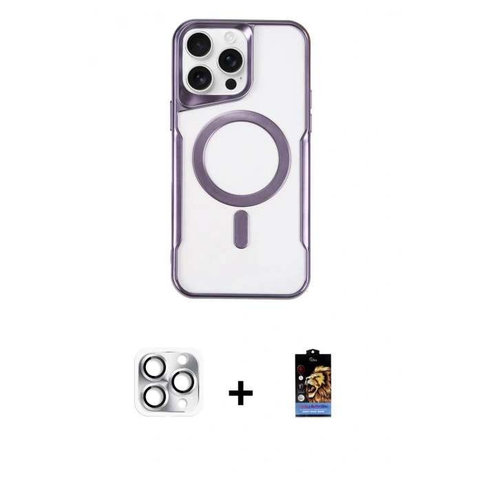 MARSİLYAN™- iPhone 16 Pro Max Kılıf Yadigar Klasik Özel Seri - Siyah Buffer Hayalet Cam Ekran Koruyucu + Pers Alüminyum Kamera Lens - GS