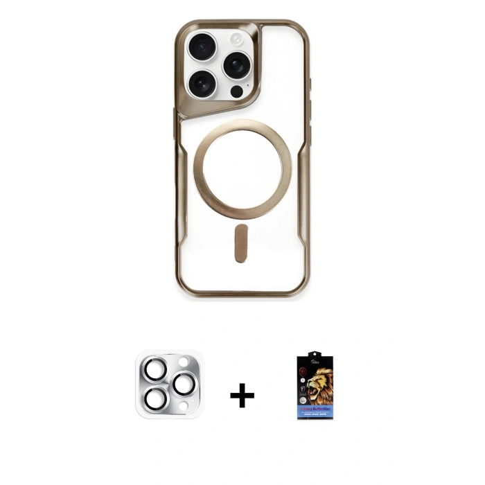 MARSİLYAN™- iPhone 16 Pro Max Kılıf Yadigar Klasik Özel Seri - Siyah Buffer Hayalet Cam Ekran Koruyucu + Pers Alüminyum Kamera Lens - GS