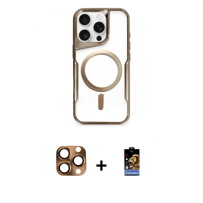 MARSİLYAN™- iPhone 16 Pro Max Kılıf Yadigar Klasik Özel Seri - Siyah Buffer Hayalet Cam Ekran Koruyucu + Pers Alüminyum Kamera Lens - CLTM