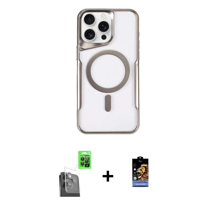MARSİLYAN™- iPhone 16 Pro Max Kılıf Yadigar Klasik Özel Seri - Siyah Buffer Hayalet Cam Ekran Koruyucu + Raze Metal Kamera Lens - SH