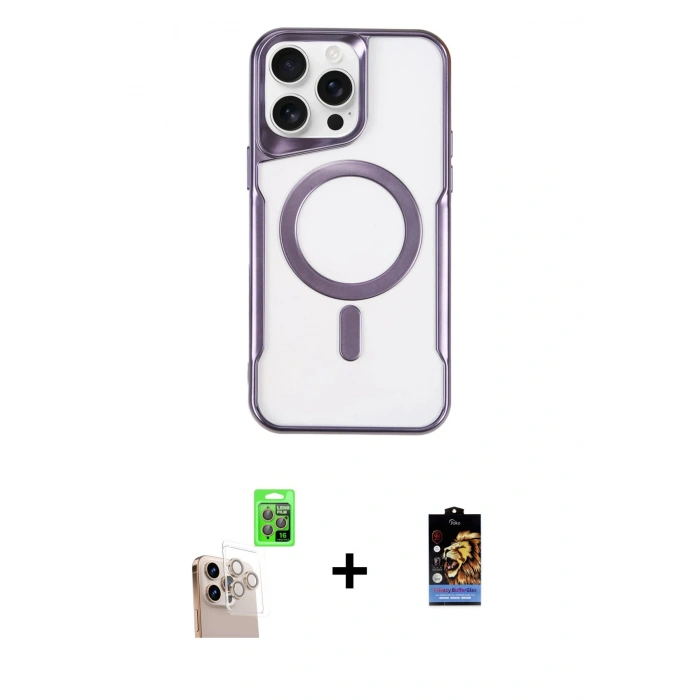 MARSİLYAN™- iPhone 16 Pro Max Kılıf Yadigar Klasik Özel Seri - Siyah Buffer Hayalet Cam Ekran Koruyucu + Raze Metal Kamera Lens - NLGY