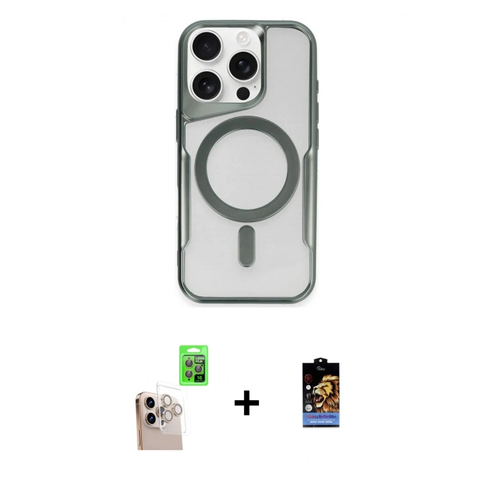 MARSİLYAN™- iPhone 16 Pro Max Kılıf Yadigar Klasik Özel Seri - Siyah Buffer Hayalet Cam Ekran Koruyucu + Raze Metal Kamera Lens - NLGY