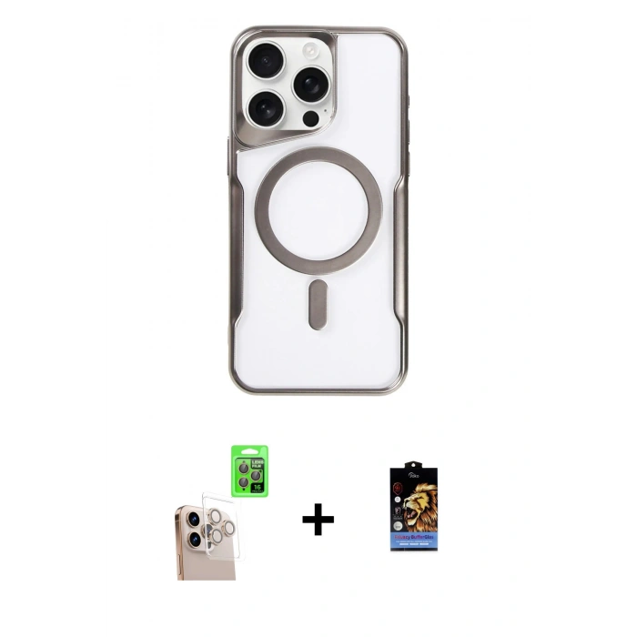 MARSİLYAN™- iPhone 16 Pro Max Kılıf Yadigar Klasik Özel Seri - Siyah Buffer Hayalet Cam Ekran Koruyucu + Raze Metal Kamera Lens - NLGY