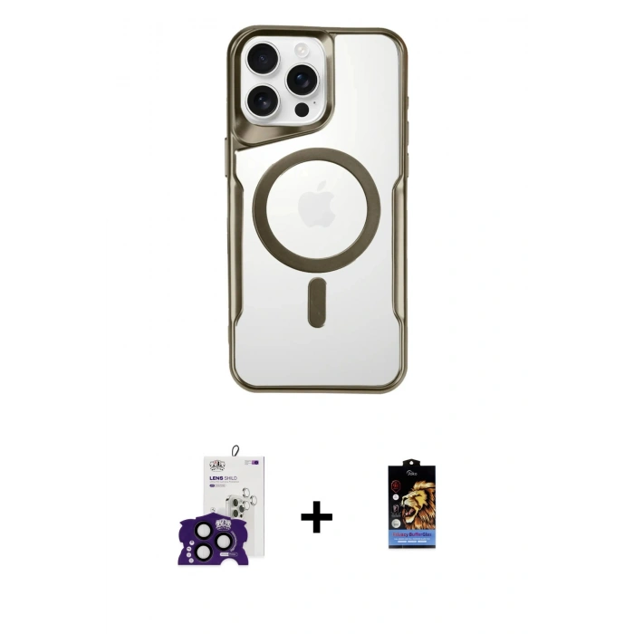 MARSİLYAN™- iPhone 16 Pro Max Kılıf Yadigar Klasik Özel Seri - Siyah Buffer Hayalet Cam Ekran Koruyucu + Bilvis Titan Kamera Lens - SH