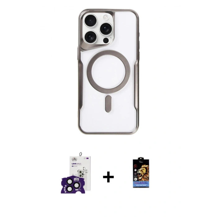 MARSİLYAN™- iPhone 16 Pro Max Kılıf Yadigar Klasik Özel Seri - Siyah Buffer Hayalet Cam Ekran Koruyucu + Bilvis Titan Kamera Lens - SH