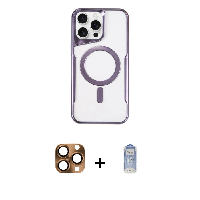 MARSİLYAN™- iPhone 16 Pro Max Kılıf Yadigar Klasik Özel Seri - Siyah Joko Magic 5D Cam + Pers Alüminyum Kamera Lens - CLTM