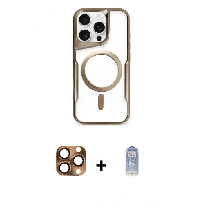 MARSİLYAN™- iPhone 16 Pro Max Kılıf Yadigar Klasik Özel Seri - Siyah Joko Magic 5D Cam + Pers Alüminyum Kamera Lens - CLTM