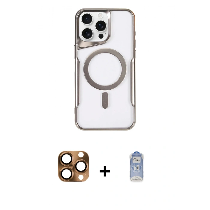 MARSİLYAN™- iPhone 16 Pro Max Kılıf Yadigar Klasik Özel Seri - Siyah Joko Magic 5D Cam + Pers Alüminyum Kamera Lens - CLTM
