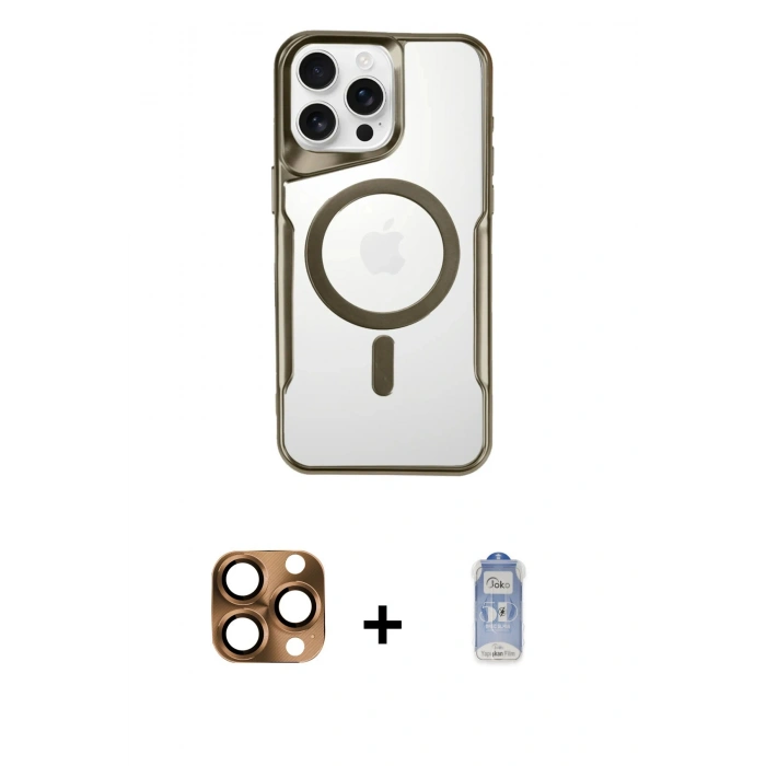 MARSİLYAN™- iPhone 16 Pro Max Kılıf Yadigar Klasik Özel Seri - Siyah Joko Magic 5D Cam + Pers Alüminyum Kamera Lens - CLTM