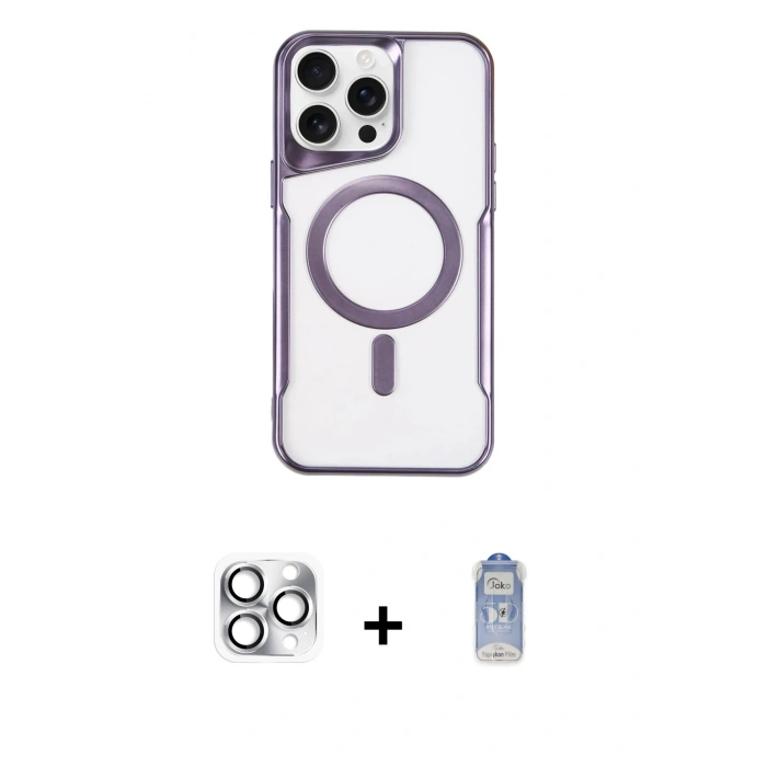 MARSİLYAN™- iPhone 16 Pro Max Kılıf Yadigar Klasik Özel Seri - Siyah Joko Magic 5D Cam + Pers Alüminyum Kamera Lens - GS