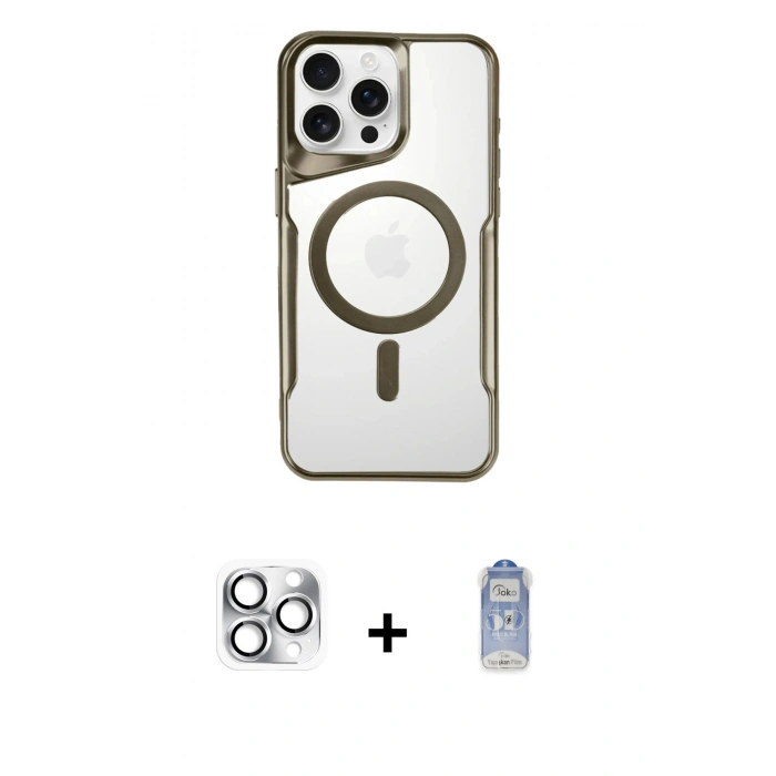 MARSİLYAN™- iPhone 16 Pro Max Kılıf Yadigar Klasik Özel Seri - Siyah Joko Magic 5D Cam + Pers Alüminyum Kamera Lens - GS