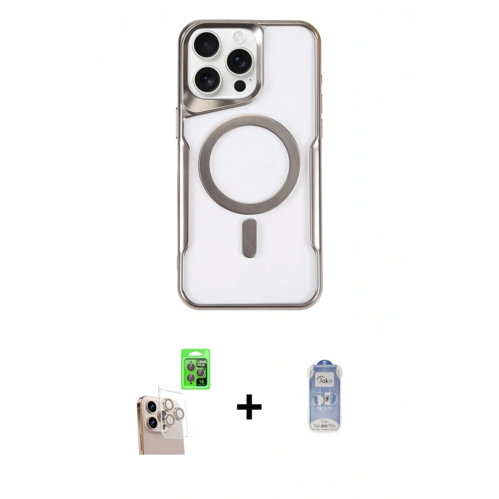 MARSİLYAN™- iPhone 16 Pro Max Kılıf Yadigar Klasik Özel Seri - Siyah Joko Magic 5D Cam + Raze Metal Kamera Lens - NLGY