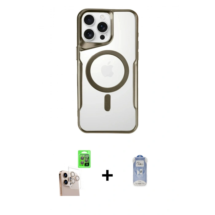 MARSİLYAN™- iPhone 16 Pro Max Kılıf Yadigar Klasik Özel Seri - Siyah Joko Magic 5D Cam + Raze Metal Kamera Lens - NLGY
