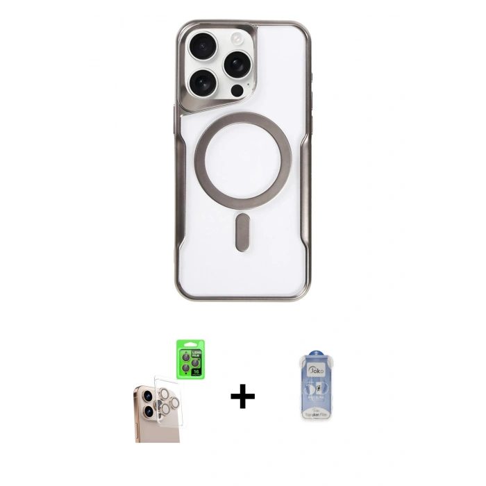 MARSİLYAN™- iPhone 16 Pro Max Kılıf Yadigar Klasik Özel Seri - Siyah Joko Magic 5D Cam + Raze Metal Kamera Lens - NLGY