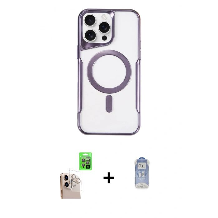 MARSİLYAN™- iPhone 16 Pro Max Kılıf Yadigar Klasik Özel Seri - Siyah Joko Magic 5D Cam + Raze Metal Kamera Lens - NLGY