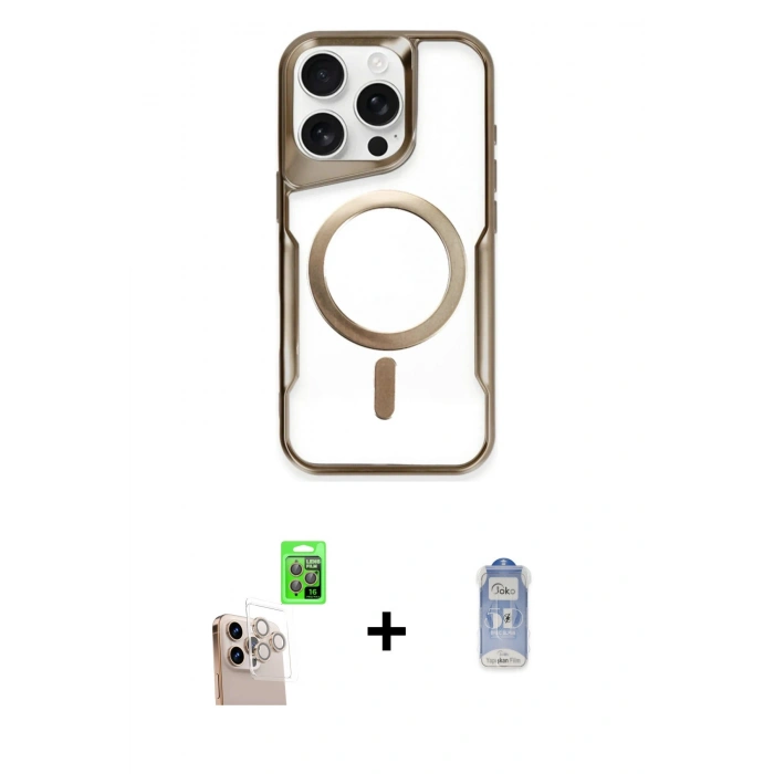 MARSİLYAN™- iPhone 16 Pro Max Kılıf Yadigar Klasik Özel Seri - Siyah Joko Magic 5D Cam + Raze Metal Kamera Lens - NLGY