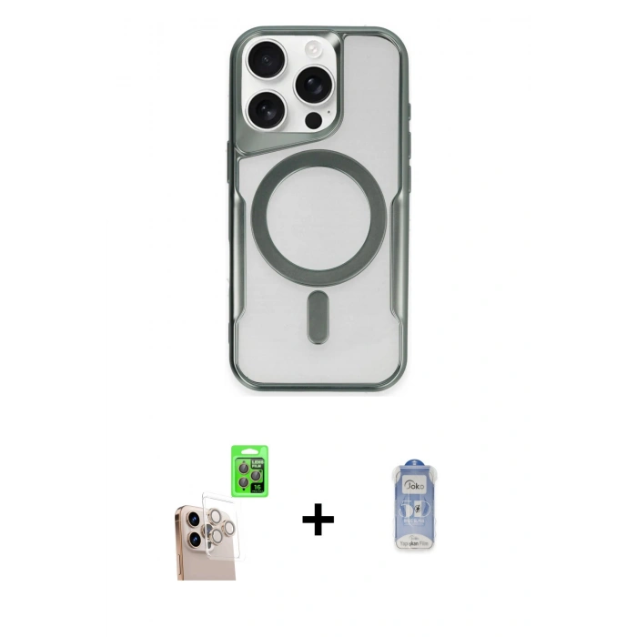 MARSİLYAN™- iPhone 16 Pro Max Kılıf Yadigar Klasik Özel Seri - Siyah Joko Magic 5D Cam + Raze Metal Kamera Lens - NLGY