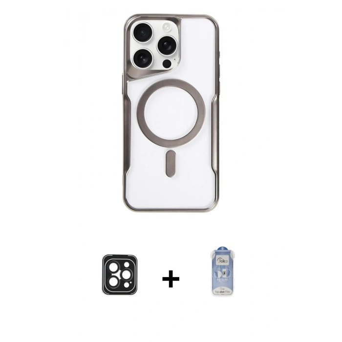 MARSİLYAN™- iPhone 16 Pro Max Kılıf Yadigar Klasik Özel Seri - Siyah Joko Magic 5D Cam + PVD Metal Kamera Lens - SH