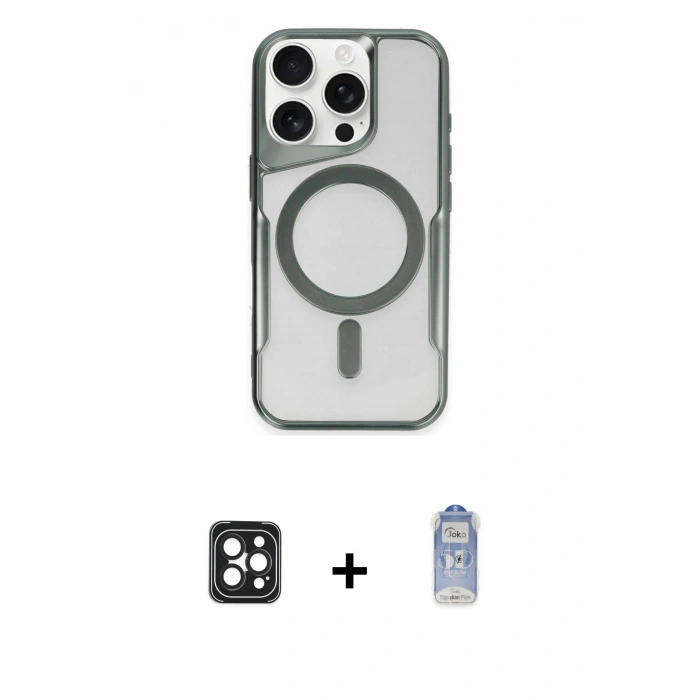 MARSİLYAN™- iPhone 16 Pro Max Kılıf Yadigar Klasik Özel Seri - Siyah Joko Magic 5D Cam + PVD Metal Kamera Lens - SH