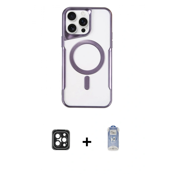 MARSİLYAN™- iPhone 16 Pro Max Kılıf Yadigar Klasik Özel Seri - Siyah Joko Magic 5D Cam + PVD Metal Kamera Lens - SH