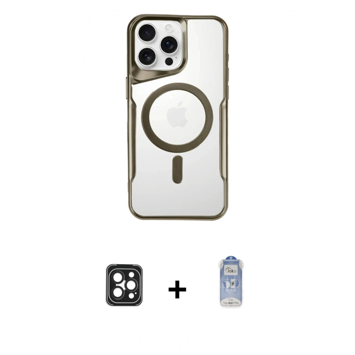 MARSİLYAN™- iPhone 16 Pro Max Kılıf Yadigar Klasik Özel Seri - Siyah Joko Magic 5D Cam + PVD Metal Kamera Lens - SH