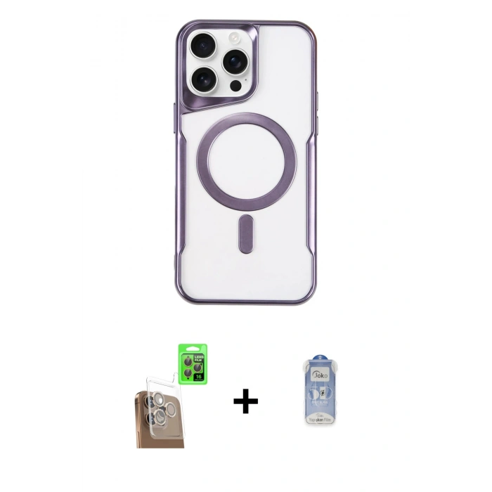 MARSİLYAN™- iPhone 16 Pro Max Kılıf Yadigar Klasik Özel Seri - Siyah Joko Magic 5D Cam + Raze Metal Kamera Lens - CLTM