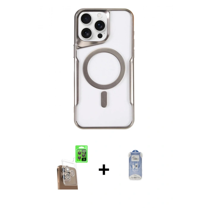 MARSİLYAN™- iPhone 16 Pro Max Kılıf Yadigar Klasik Özel Seri - Siyah Joko Magic 5D Cam + Raze Metal Kamera Lens - CLTM