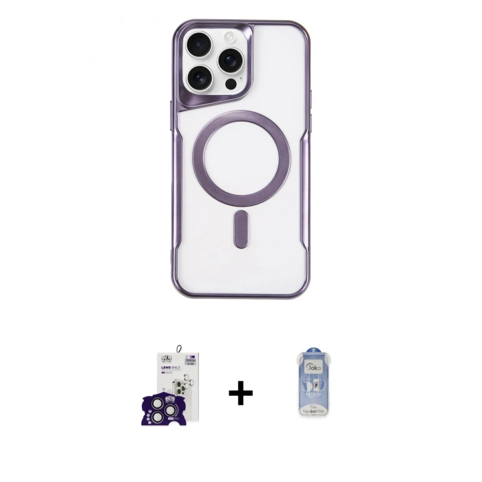 MARSİLYAN™- iPhone 16 Pro Max Kılıf Yadigar Klasik Özel Seri - Siyah Joko Magic 5D Cam + Titanyum Gri Bilvis Titan Kamera Lens