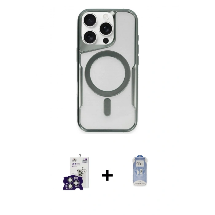 MARSİLYAN™- iPhone 16 Pro Max Kılıf Yadigar Klasik Özel Seri - Siyah Joko Magic 5D Cam + Titanyum Gri Bilvis Titan Kamera Lens