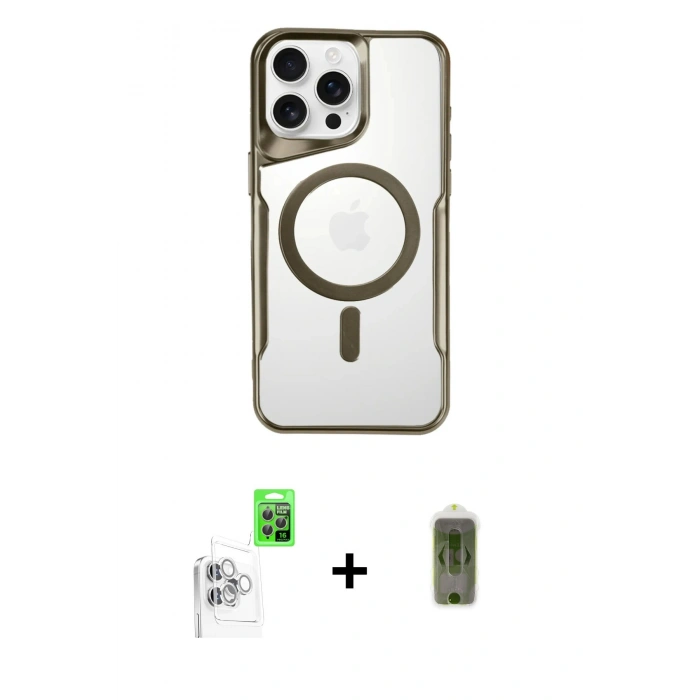 MARSİLYAN™- iPhone 16 Pro Max Kılıf Yadigar Klasik Özel Seri - Siyah Joko Magic 5D Hayalet Cam + Raze Metal Kamera Lens - BZ