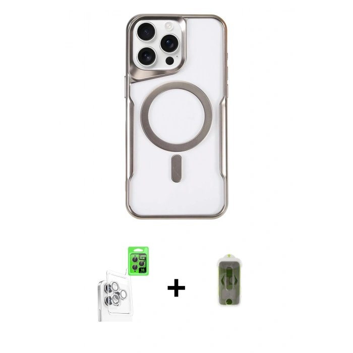 MARSİLYAN™- iPhone 16 Pro Max Kılıf Yadigar Klasik Özel Seri - Siyah Joko Magic 5D Hayalet Cam + Raze Metal Kamera Lens - BZ