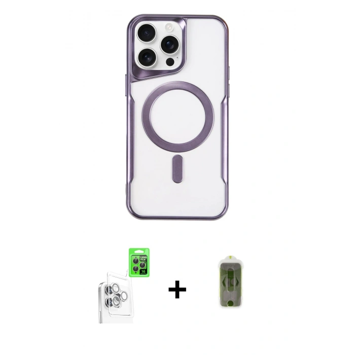 MARSİLYAN™- iPhone 16 Pro Max Kılıf Yadigar Klasik Özel Seri - Siyah Joko Magic 5D Hayalet Cam + Raze Metal Kamera Lens - BZ