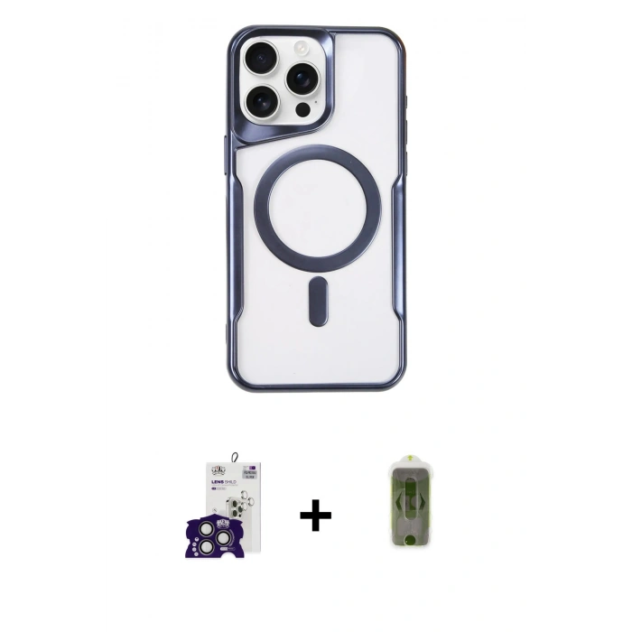MARSİLYAN™- iPhone 16 Pro Max Kılıf Yadigar Klasik Özel Seri - Siyah Joko Magic 5D Hayalet Cam + Bilvis Titan Kamera Lens - TMGI